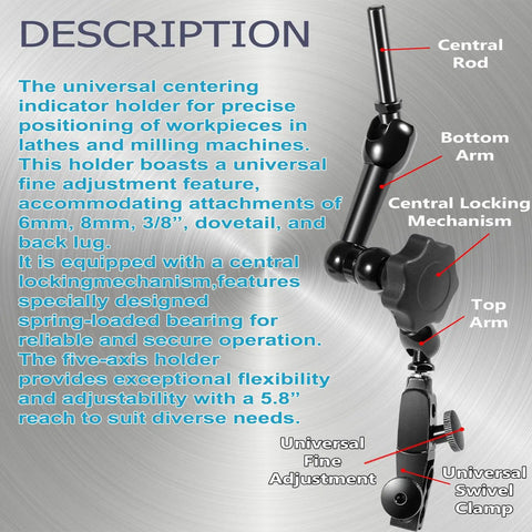 Dead On Nf1022 Centering Indicator Bracket For Tight Milling And Lathe Work Knockout Universal Precision Holder with adjustable arms.