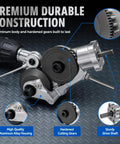 Upgraded Electric Drill Plate Cutter Attachment Metal Nibbler showing aluminum body and hardened gears for durability.