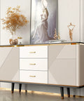 Elegant sideboard with Two Pack Gold Cabinet Handles 5 Inch Center To Center Solid Zinc Alloy Brushed Gold Kitchen Drawer Pulls.