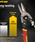 10 Inch Aviation Snips With Safety Lock And CR-MO Blades For Straight Cutting Metal Sheets, long-lasting durability shown