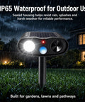 Solar Ultrasonic Animal Repeller With Motion Sensor Light Outdoor Deterrent To Keep Deer Raccoons Squirrels Rabbits Skunks Out Of Your Garden Easy Install Weatherproof Durable Yard Guardian, IP65 in rain