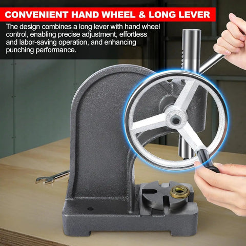 Premium Quality Hella Durable 1 Ton Manual Arbor Press With Comfort Grip Handwheel for precise control and easy operation.