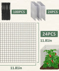 24 Pack DIY Metal Plant Protectors For Deer, Garden Fence Barrier, Square Mesh Plant Cages With Stakes And Nylon Cables
