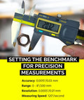 Absolute Origin Digital Caliper 0-8 Inches, IP54 Stainless Steel, SPC USB Output, Inch And Metric Modes measuring nut