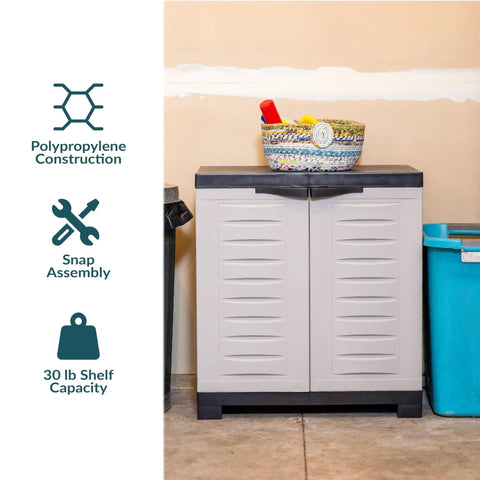Beast Of A Heavy Duty Freestanding Resin Garage Storage Cabinet With Adjustable Shelf In Gray, Real Space Saver For Laundry Room, Office Or Basement, 23.25 W X 13.75 D X 25.5 H, Sturdy Utility Organizer