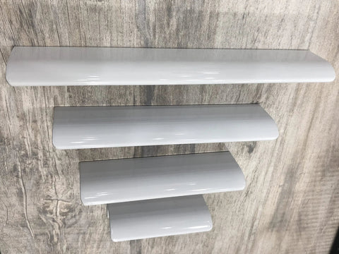 Six Pack White Arc Surface Drawer Pulls For Furniture Cabinets Edge Mount Hidden Cabinet Handles With 64 Millimeter Hole Diameter
