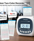 No Sweat Time Clock For Main Street Crews Smooth Setup Punch Card Attendance Machine showing two-color cards and digital display.