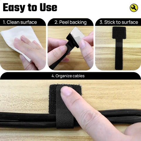 Steps to use Adjustable Reusable Cable Management Kit 40 Pcs Pro Grade With 3 Inch Straps To Bundle Cables Up To 1 Inch Diameter
