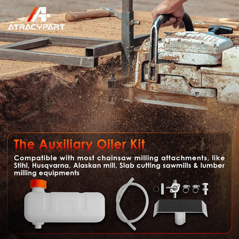 Oiler Kit For Chainsaw Milling Attachments That Slashes Chain Wear, Extends Life, And Keeps Your Milling On The Move, kit contents shown