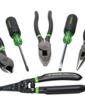 Six Piece Electricians Tool Set For Apprentices With Dipped Grip Pliers And Long Nose Diagonal Cutters Eight Inch
