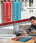 68 Nut And Bolt Thread Checker Kit Standard And Metric Bolt Size Finder With 26 Metric 26 Standard And 16 Drill Bit Gauges on workbench