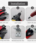 Installation guide showing steps for Heavy Duty Stainless Steel L Brackets With Black Protective Caps Pack Of 100.