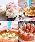 All In One Cake Decorating Kit 38 Piece Set With 32 Piping Tips Quick Change Couplers Reusable Silicone Bags And Nails Beginner Friendly Guide For Easy Borders Flowers And Edges In Minutes used for decorating cupcakes, pastries, and cakes.