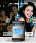 Crescent Ice Maker Countertop With Self Cleaning And Timer Delivers 16 Crystal Clear Crescent Ice In Just 12 Minutes 35 Lbs Per Day Party Ready For Home Office Or Party with group enjoying drinks