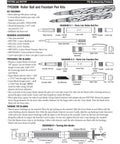 Top Shelf Gold Fountain Pen Turning Kit Featuring Dual Barrel Design And Solid Threads With Black Ink Cartridge. Instruction sheet with diagrams.