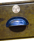 Keyless Push Button Door Latch Lock For Rv Cabinets And Drawers Low Profile Build Heavy Duty Zinc Alloy Hardware mounted on wooden drawer.