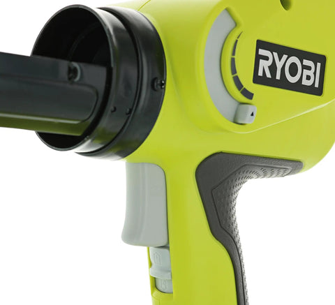 Close-up of 18V Pistol Grip Caulk Gun with Variable Discharge Rate, Beefy 500 Lbs Push Force for High Viscosity Sealants