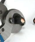 Beefy Heavy Duty Wire Cutter For 4/0 Gauge Copper And Aluminum cutting through cable, 12 inch handles, precision blades visible