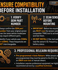 Ensure compatibility before installation instructions for Dead On Accurate Tire Pressure Monitoring System Sensor 315 Mhz.
