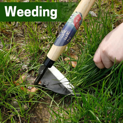 Garden Weeding Sickle Hand Hoe For Weeding And Grass Cutting Japanese Sickle Style Hand Weeder Tool with thick steel blade in use