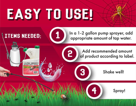 Easy application steps for Powerful Bifenthrin Insecticide For Indoor And Outdoor Use 16 Ounce Quick On Contact Killer
