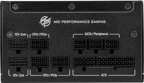 Rear panel of Beefy 1000W Fully Modular Gaming Power Supply With 80 Plus Gold PCIe 5.1 Ready ATX 3.1 Low Noise Dual 12V Rails With 2x6 PCIe Cables
