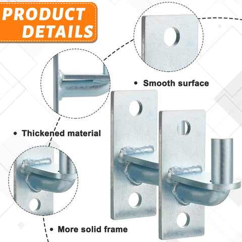 Heavy Duty 8 Piece Wall Mount Gate Hinges With 5/8 Inch Steel Pin For Farm Gates And Outdoor Chain Link Fences Built Like A Tank To Handle Rough Use Without A Bit Of Fuss. Close-up of galvanized steel hinge with smooth surface and thickened material.