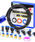 Black PU Air Hose Kit 4mm OD Two And A Half Millimeter ID 10m 32ft High Flex Pneumatic Hose with fittings and box