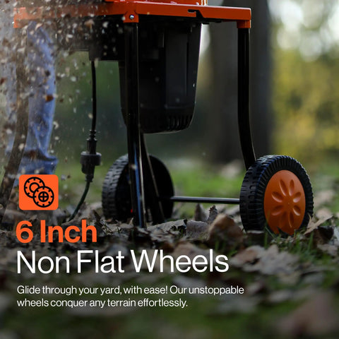 Beast Of A Leaf Mulcher Shredder With 15 Amp Motor 120 Volt Power Three 11 Inch Blades heavy-duty wheels for yard terrain