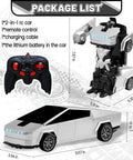 Cyber Inspired Transformer Remote Control Car For Kids 2.4 GHz RC Vehicle package contents displaying car, robot, and remote control
