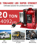 20 Ton Air Hydraulic Bottle Jack With 10.2 To 20.1 Inch Lift Range Dual Mode Pneumatic Heavy Duty Bottle Jack for Trucks