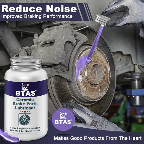 Applying Silicone Brake Grease Lubricant For Calipers Pad Pins And Parts With Brush Synthetic Ceramic Formula 8 Oz on brake disk