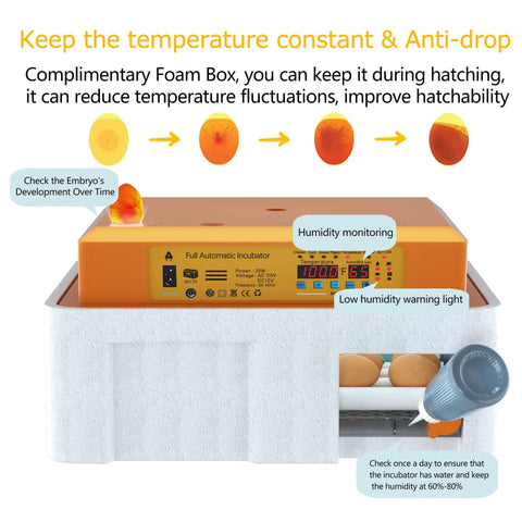 Automatic Egg Incubator For Hatching Eggs With Humidity Control And Auto Egg Turning 36 Egg Capacity For Chicken Quail Duck