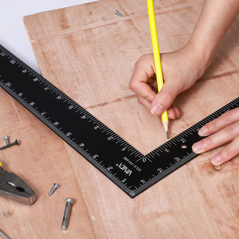 Carpenter Framing L Shape Square 16 Inch By 24 Inch Steel With White On Black Markings Anti Rust Coated in use for marking wood