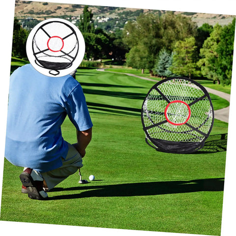 Golfer using Indoor Golf Practice Net For Home And Office Use Portable Swing Training Target Net Durable Foldable Golf Net