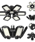 Ultra Bright LED Garage Lights 2 Pack With 6 Plus 1 Adjustable Panels, 18000 Lumens, 180W Deformable Shop Light, 6500K, E26 base