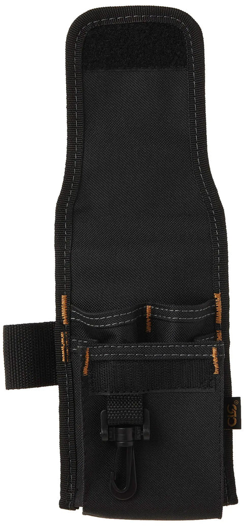 Heavy Duty Poly Tool And Cell Phone Holder Built Tough For Contractors, 7x4 inch, black, with strap for easy attachment.