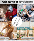 Collage showing applications of Six Piece 1/4 Inch Square Steel Bar Stock Set Cold Drawn Precision Key Stock Metal Bars Each 12 Inches Long Ideal For Milling Lathe Projects And Fabrication Tasks in welding, cutting, household, and industrial uses.
