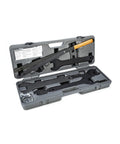 Open blow mold case displaying fan clutch service kit with nut wrenches and pulley holder for vehicle maintenance and DIY.