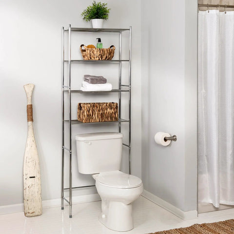 Four Tier Over Toilet Storage Rack With Heavy Duty Steel Build And Slick Chrome Finish Is A Solid Game Changer For Tight Spaces That Keeps Your Towels Toiletries And Daily Stash Neatly Organized
