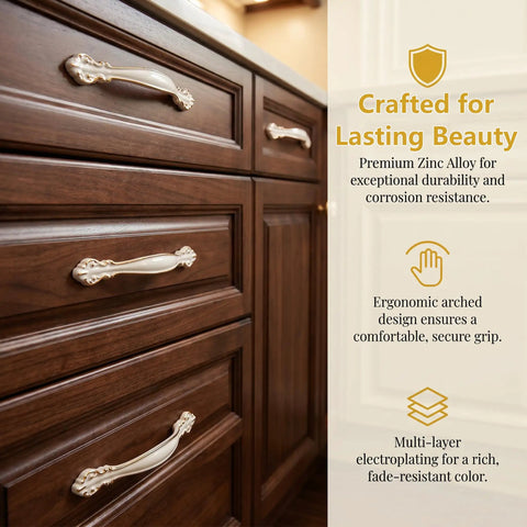 White Vintage Cabinet Pulls 10 Pack With 3.8 Inch Center Hole Spacing For Cabinets And Drawers Premium Aluminum Alloy Handles on wood drawer