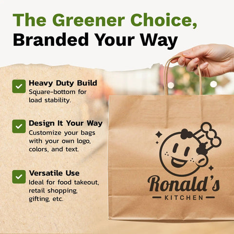 Custom Kraft Paper Gift Bags With Handles For Full Branding Up To Five Sides Printed 115 GSM Recyclable Bags with logo design