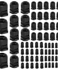 Front view: 72-piece black waterproof cable glands kit for PG7 and NPT sizes (1/4"–1"), weatherproof through-panel pass-through.