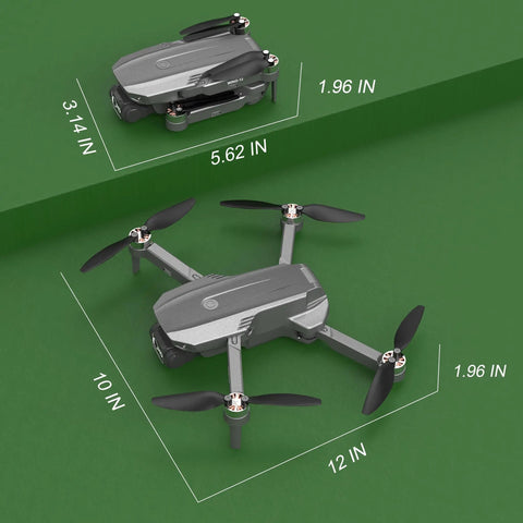 Folded and unfolded views of 4K Camera Drone Under 249g With GPS Foldable RC Quadcopters Featuring Follow Me Waypoint Flight Brushless Motors Auto Return Home And Lightweight Beginner Friendly Travel Design.