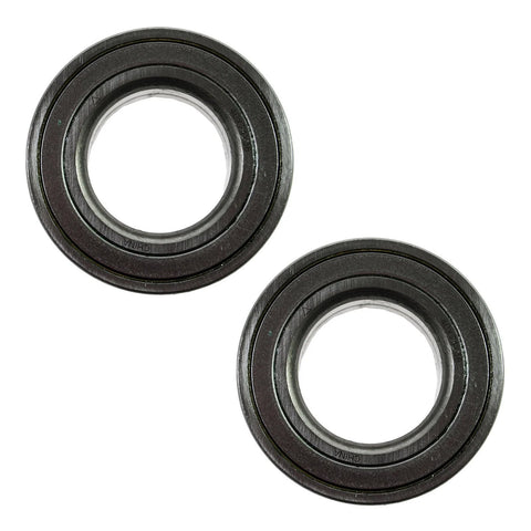 Driver And Passenger Side Wheel Bearing Kit For 2002 To 2007 Mitsubishi Lancer, 2000 To 2002 Mirage, 2002 To 2006 Nissan Sentra, 2000 To 2006 Suzuki XL7, Direct Fit Replacement, OE Quality, Bolt On, Two Bearing Set. Image shows two wheel bearings in circular shape for automotive use.