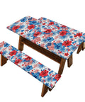 Floral Picnic Table And Bench Cover Set Windproof Dustproof And Washable for outdoor tables with vibrant design.