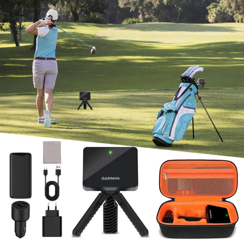 Carrying Case With Custom Insert For Garmin Approach R10 Golf Launch Monitor, travel bag with mesh pocket, orange interior