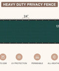 Heavy Duty Privacy Fence Screen 4x50 Ft Mesh Shade Net 170GSM With 90 Percent Blockage For Wall Garden Yard Backyard And Construction Sites Dark Green Weather Resistant And UV Stabilized For All Season Use, showing dimensions and features