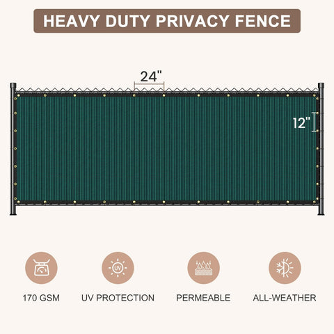 Heavy Duty Privacy Screen Fence 6 Ft By 50 Ft Mesh Shade Net With 90 Percent Blockage 170GSM Polyethylene Material Dark Green