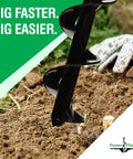 Flower Planting Auger and Grass Plug Tool for Easy Garden Digging, Compact Two Inch by Seven Inch Drill Bit in soil